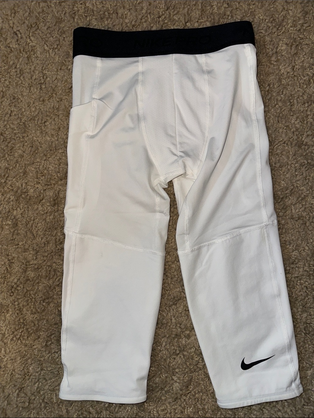 NWT Nike Pro Big Kids’ Dri-Fit 3/4-Length Tight Fit White and Black Tights (M)